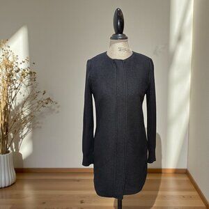 Talbots Size XS Black Wool 2-Pocket Full Zip Coat w/ Knit Sleeves